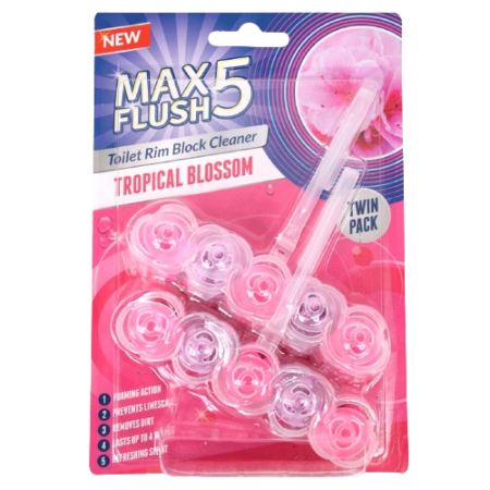 Max Flush 5 Toilet Rim Block Cleaner Tropical Blossom Product Image