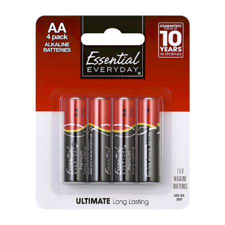 Essential Everyday Alkaline Batteries AA 4 Pack Product Image
