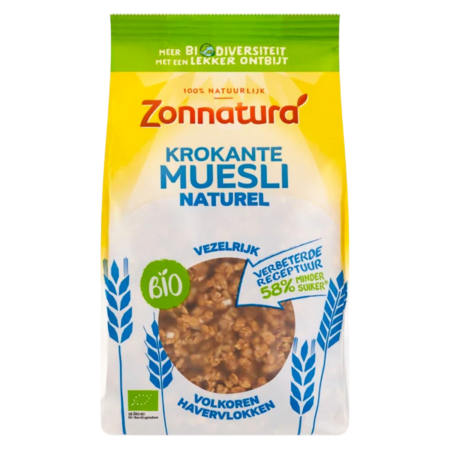 Zonnatura Krokante Muesli Naturel Volkoren Havervlokken Product Image